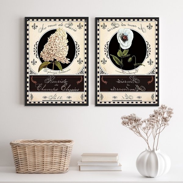 Kit 2 Quadros Decorativos Vintage Flores De Paris 45x34cm - C