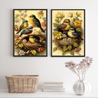 Kit 2 Quadros Decorativos Vintage Ninho De Passarinhos 33x24c