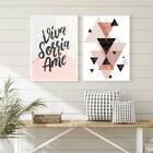 Kit 2 Quadros Decorativos Viva, Sorria, Ame 24x18cm - Com Vid