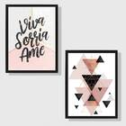 Kit 2 Quadros Decorativos Viva, Sorria, Ame 24x18cm - Com Vid