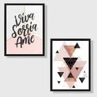 Kit 2 Quadros Decorativos Viva, Sorria, Ame 33x24cm - Com Vid