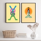 Kit 2 Quadros Decorativos Yoga- Namastê 24x18cm - Com Vidro M