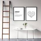 Kit 2 Quadros Definição Amor Coração 45x34cm Moldura:madeira