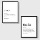 Kit 2 Quadros Definição Amor E Família 45x34cm - Com Vidro Mo