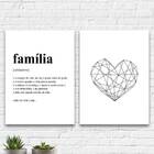 Kit 2 Quadros Definição Família Coração 45x34cm Moldura:madei