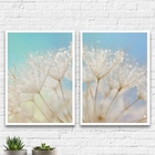 Kit 2 Quadros Dente De Leão Céu Azul 24x18cm Moldura:madeira