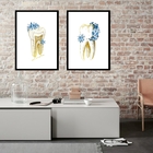 Kit 2 Quadros Dentes Floral - 60x48cm Moldura:madeira Branca