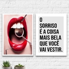 Kit 2 Quadros Dentista O Sorriso É A Coisa Mais Bela 24x18cm