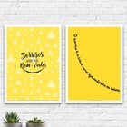 Kit 2 Quadros Dentista Sorriso Amarelo 33x24cm - Com Vidro Mo