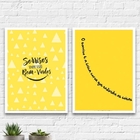 Kit 2 Quadros Dentista Sorriso Amarelo 45x34cm Moldura:madeir