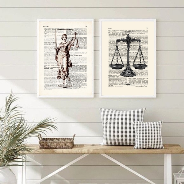 Kit 2 Quadros Deusa Da Justiça E Balança 24x18cm Moldura:made