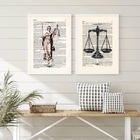 Kit 2 Quadros Deusa Da Justiça E Balança 24x18cm Moldura:made