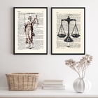 Kit 2 Quadros Deusa Da Justiça E Balança 45x34cm - Com Vidro