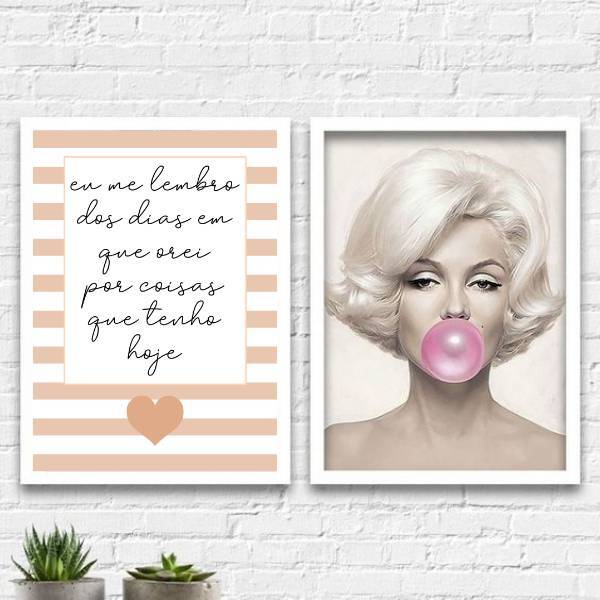 Kit 2 Quadros Dias Em Que Orei Chiclete 24x18cm - Com Vidro M