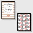 Kit 2 Quadros Dias Em Que Orei Corações 24x18cm Moldura:madei