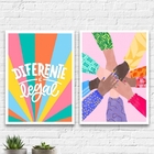 Kit 2 Quadros Diversidade Racial 24x18cm - Com Vidro Moldura: