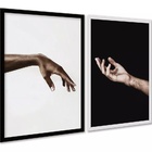 Kit 2 Quadros Diversidade Racial - Mãos 33x24cm - Com Vidro M