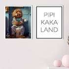 Kit 2 Quadros Divertidos Banheiro - Cachorrinho 33x24cm Moldu