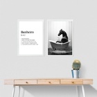 Kit 2 Quadros Divertidos Banheiro - Cavalo 45x34cm Moldura:ma