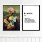 Kit 2 Quadros Divertidos Banheiro - Monalisa 24x18cm - Com Vi