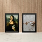 Kit 2 Quadros Divertidos Banheiro - Paródia Pinturas 33x24cm