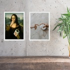 Kit 2 Quadros Divertidos Banheiro - Paródia Pinturas 33x24cm