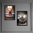 Kit 2 Quadros Divertidos Banheiro - Porco 45x34cm Moldura:mad
