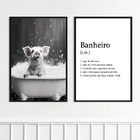 Kit 2 Quadros Divertidos Banheiro - Porquinho 45x34cm Moldura