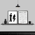 Kit 2 Quadros Divertidos Banheiro Unissex 45x34cm - Com Vidro