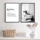 Kit 2 Quadros Divertidos Banheiro - Zebra 33x24cm - Com Vidro