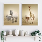 Kit 2 Quadros Divertidos Lavandería Animais 33x24cm - Com Vid