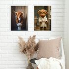 Kit 2 Quadros Divertidos Para Banheiro - Boizinho 24x18cm - C