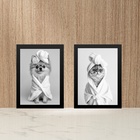 Kit 2 Quadros Divertidos Para Banheiro Gatinha E Cachorrinha