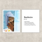 Kit 2 Quadros Divertidos Para Banheiro Gatinho 24x18cm - Com