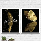 Kit 2 Quadros Dourados Gratidão Borboleta 33x24cm - Com Vidro