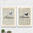 Kit 2 Quadros Dream Believe Borboleta 24x18cm Moldura:madeira