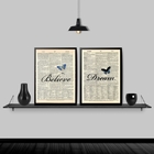 Kit 2 Quadros Dream Believe Borboleta 33x24cm Moldura:madeira