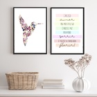 Kit 2 Quadros É Preciso Amor Beija-flor 24x18cm - Com Vidro M