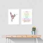 Kit 2 Quadros É Preciso Amor Beija-flor 33x24cm - Com Vidro M