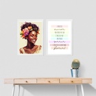 Kit 2 Quadros É Preciso Amor - Mulher Negra 45x34cm Moldura:m