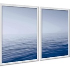 Kit 2 Quadros Efeito Pintura Mar Oceano Azul 33x24cm Moldura