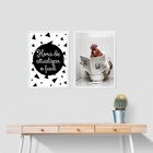 Kit 2 Quadros Engraçados Banheiro - Galo 24x18cm - Com Vidro