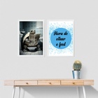 Kit 2 Quadros Engraçados Banheiro - Tartaruga 45x34cm - Com V