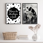 Kit 2 Quadros Engraçados Banheiro - Vaca 33x24cm Moldura:made