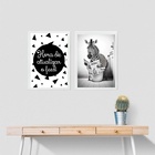 Kit 2 Quadros Engraçados Banheiro - Zebra 24x18cm Moldura:mad