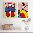 Kit 2 Quadros Engraçados Para Banheiro 33x24cm - Com Vidro Mo