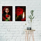 Kit 2 Quadros Entidade Maria Padilha - Rosa Vermelha 45x34cm