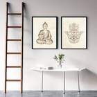 Kit 2 Quadros Esotéricos Buda E Hamsa 24x18cm Moldura:madeira