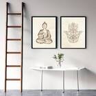 Kit 2 Quadros Esotéricos Buda E Hamsa 33x24cm Moldura:madeira