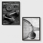 Kit 2 Quadros Esportes Diversos Preto E Branco 33x24cm - Com
